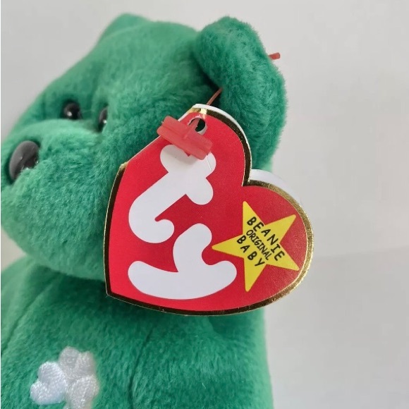ERIN Irish Bear, TY Beanie Babies, embroidered Shamrock, 1997, Vintage - Picture 5 of 10